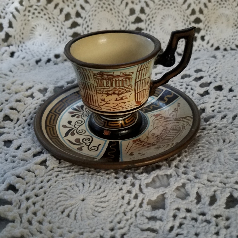 Vintage Greek Demitasse Hand Painted